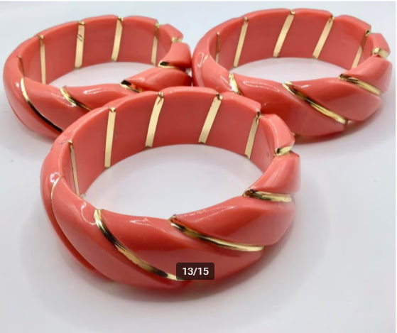 Vintage armband 3 stuks Celluloid Lucite armband Koraal Vintage armband 3 stuks Celluloid Lucite armband Koraal