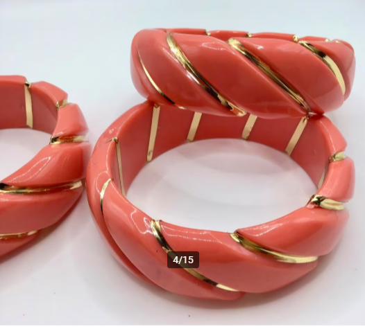 Vintage armband 3 stuks Celluloid Lucite armband Koraal Vintage armband 3 stuks Celluloid Lucite armband Koraal