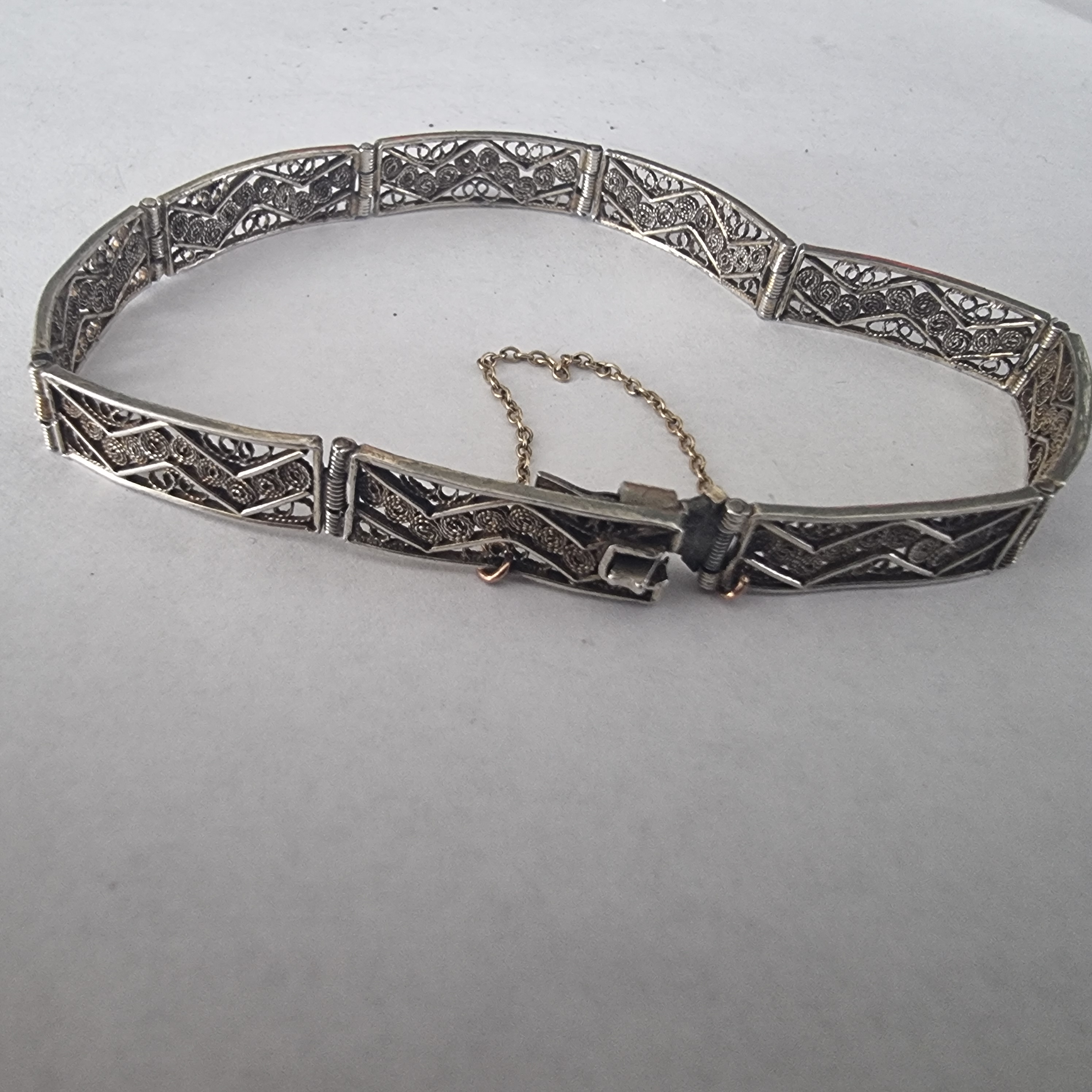 Antieke armband Filigrein silver gemerkt goud verguld 