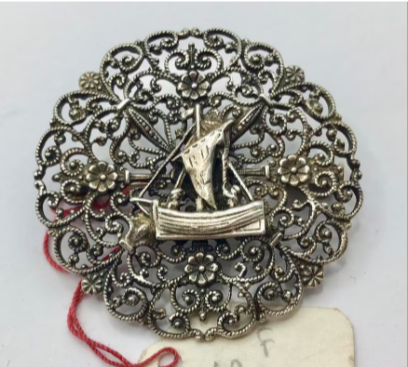 Vintage broche zilver Frankrijk Normandië handgemaakt