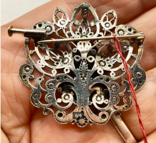 Vintage broche zilver Frankrijk Normandië handgemaakt