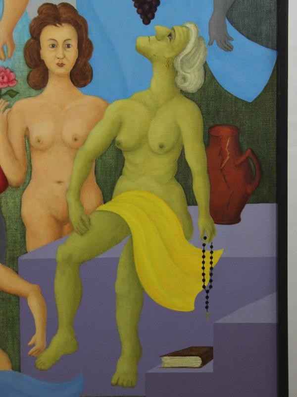 Surrealistische fantasierijk schilderij van H de Laet Surrealistische fantasierijk schilderij van H de Laet