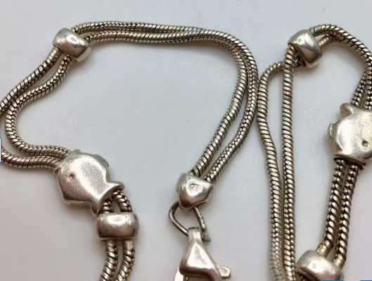 Vintage armband 925 zilver visjes enkelband zilver 925 