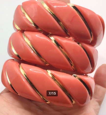 Vintage armband 3 stuks Celluloid Lucite armband Koraal Vintage armband 3 stuks Celluloid Lucite armband Koraal