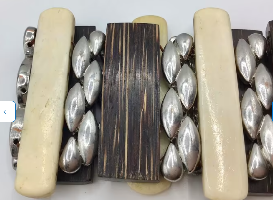 Vintage armband Afrikaanse armband Palm hout been ijzer 