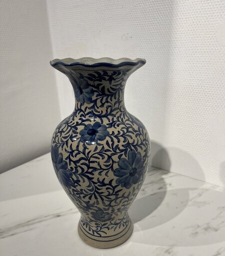 Bloemenvaas, Delfts, blauw/ wit