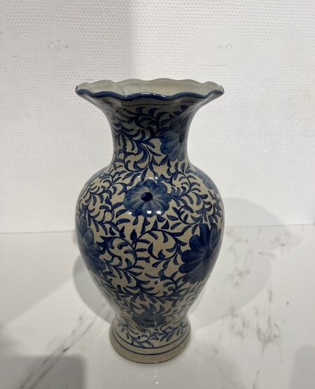 Bloemenvaas, Delfts, blauw/ wit