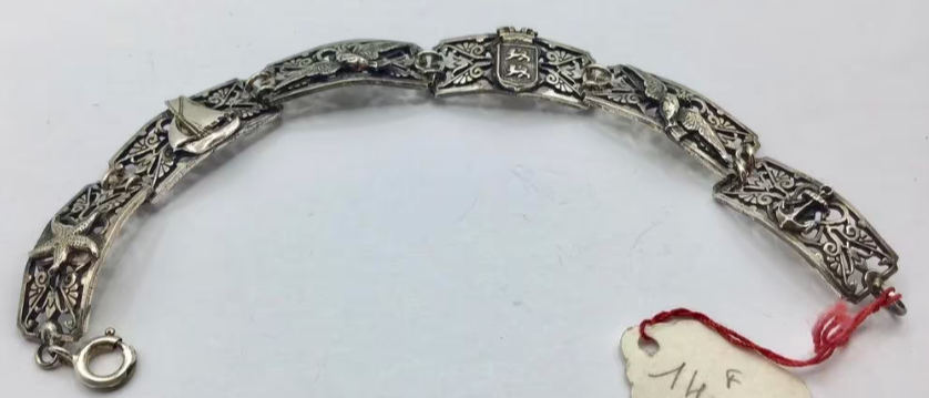 Vintage armband Normandië Frankrijk wapen schip zilver