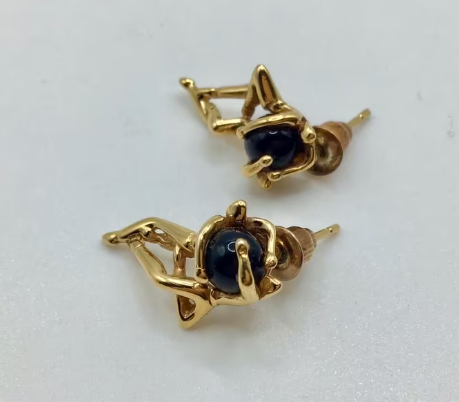 Design ring en oorbellen van Charles Jourda,  goud verguld Onyx.