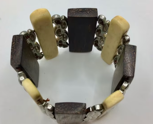 Vintage armband Afrikaanse armband Palm hout been ijzer 