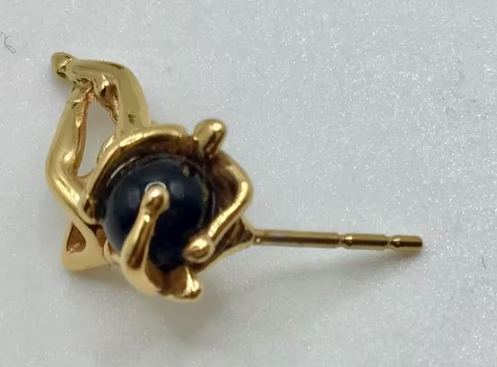 Design ring en oorbellen van Charles Jourda,  goud verguld Onyx.