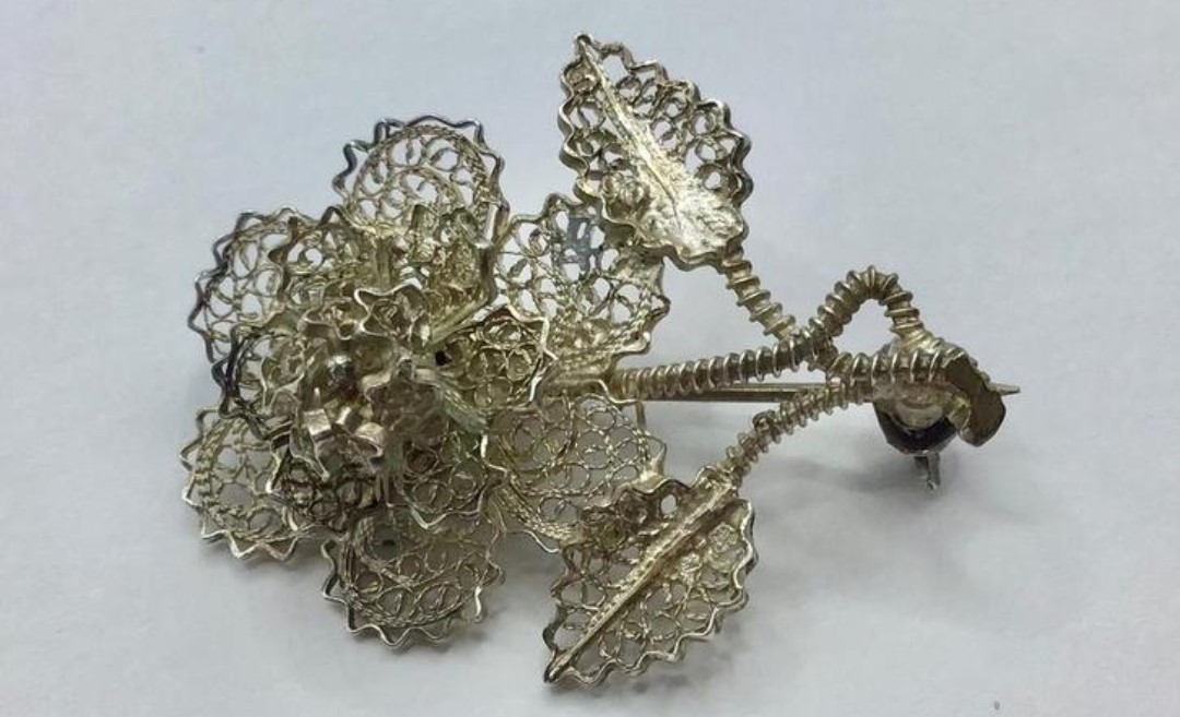 Vintage broche filigrein bloem zilver gemerkt antieke broche Vintage broche filigrein bloem zilver gemerkt antieke broche