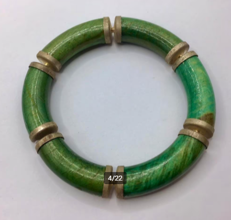 Vintage armband hout zilver 800 vernis 3 stuks handgemaakt