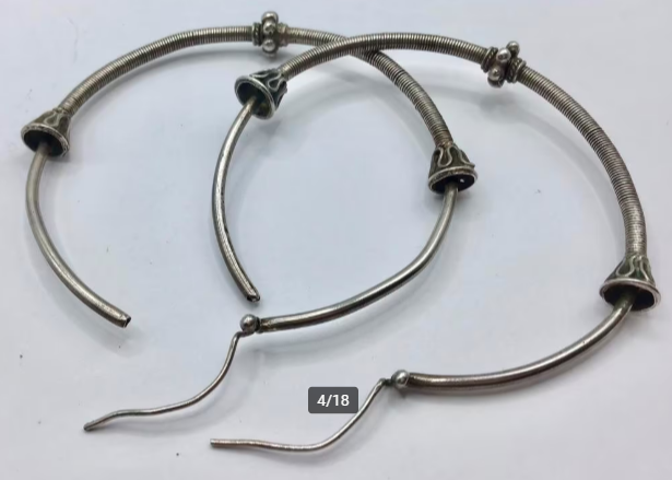 Vintage Rajasthan India oorbellen zilver handgemaakt groot