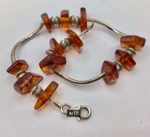 Vintage armband Barnsteen Amber zilver 925 gemerkt armband