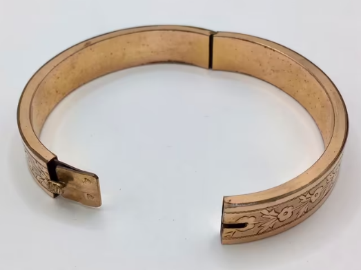 Antieke armband Art Deco armband, gegraveerd met bloemen