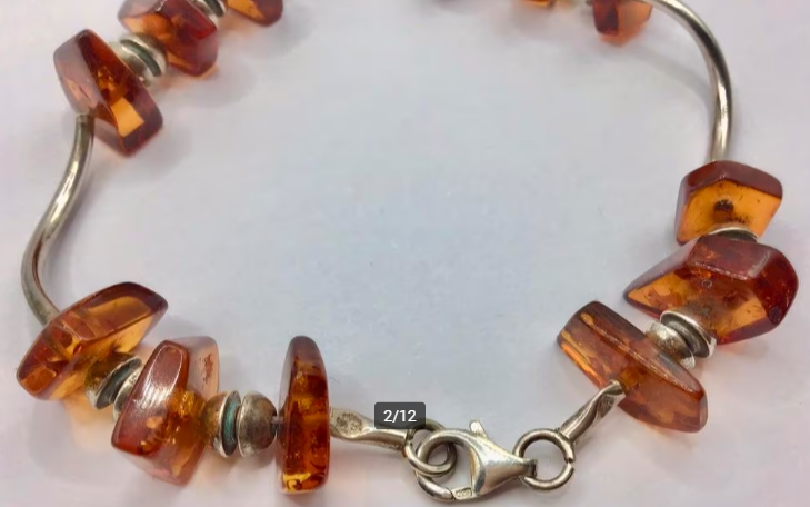 Vintage armband Barnsteen Amber zilver 925 gemerkt armband