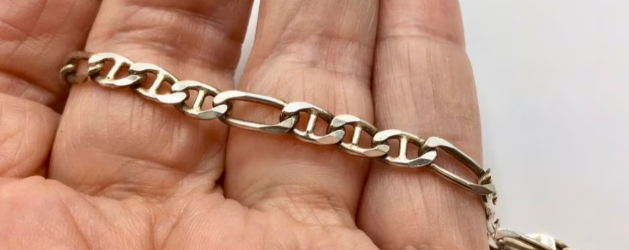 Vintage armband 925 zilver Figaro schakel armband heren
