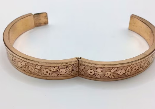 Antieke armband Art Deco armband, gegraveerd met bloemen