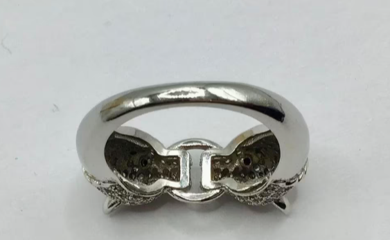 Vintage ring Panter koppen ring panter Swarovski stenen Vintage ring Panter koppen ring panter Swarovski stenen