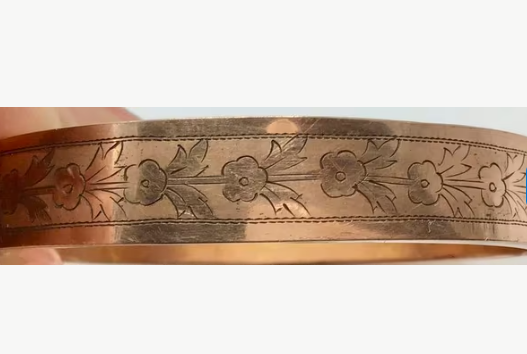 Antieke armband Art Deco armband, gegraveerd met bloemen