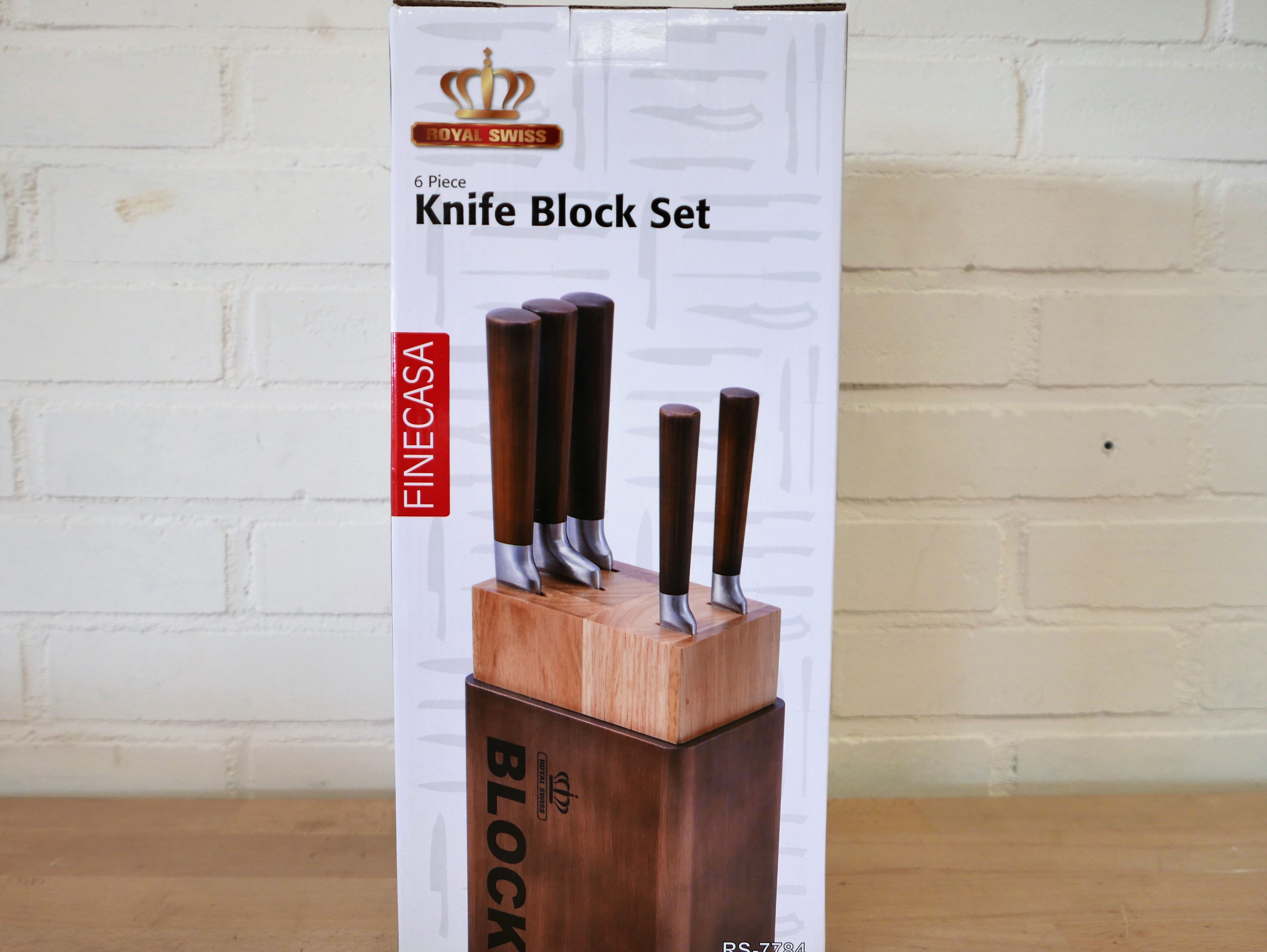Royal Swiss houten messenblok met 5 messen RVS     
