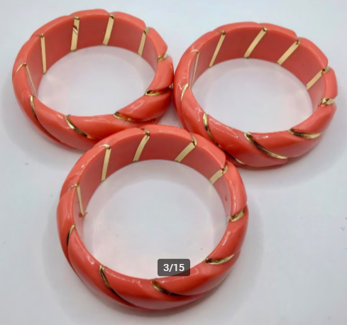 Vintage armband 3 stuks Celluloid Lucite armband Koraal Vintage armband 3 stuks Celluloid Lucite armband Koraal