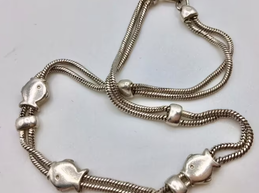 Vintage armband 925 zilver visjes enkelband zilver 925 