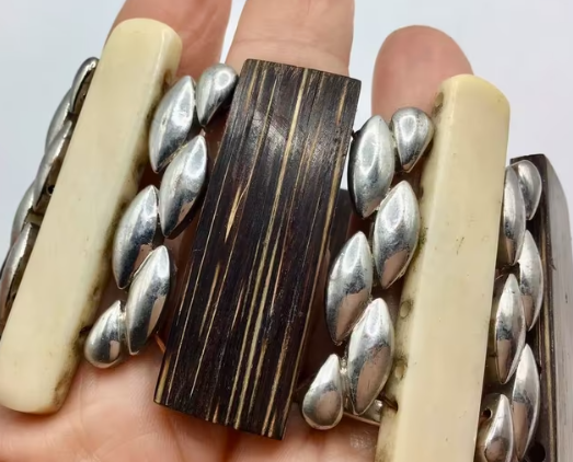 Vintage armband Afrikaanse armband Palm hout been ijzer 