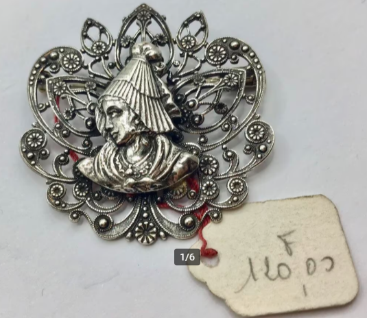 Vintage broche zilver Frankrijk Normandië handgemaakt