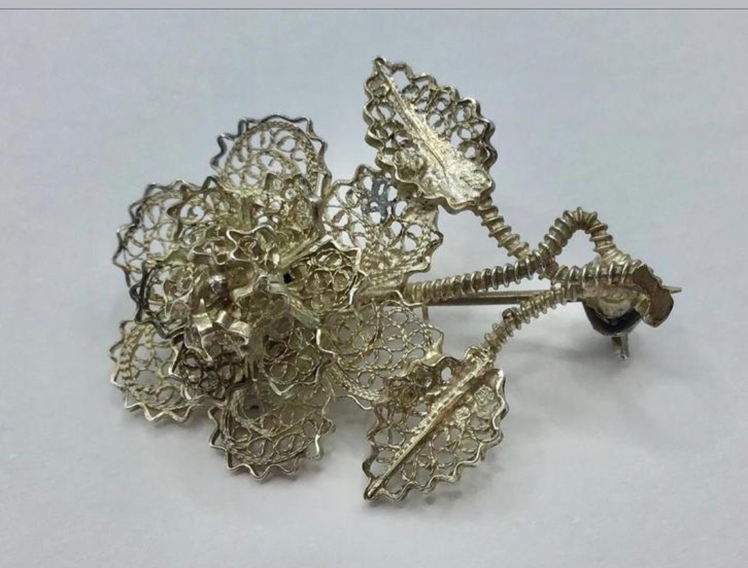 Vintage broche filigrein bloem zilver gemerkt antieke broche Vintage broche filigrein bloem zilver gemerkt antieke broche