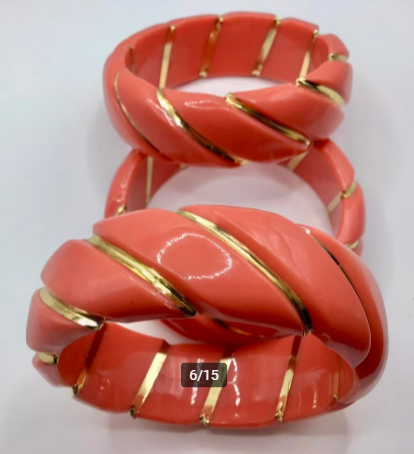 Vintage armband 3 stuks Celluloid Lucite armband Koraal Vintage armband 3 stuks Celluloid Lucite armband Koraal