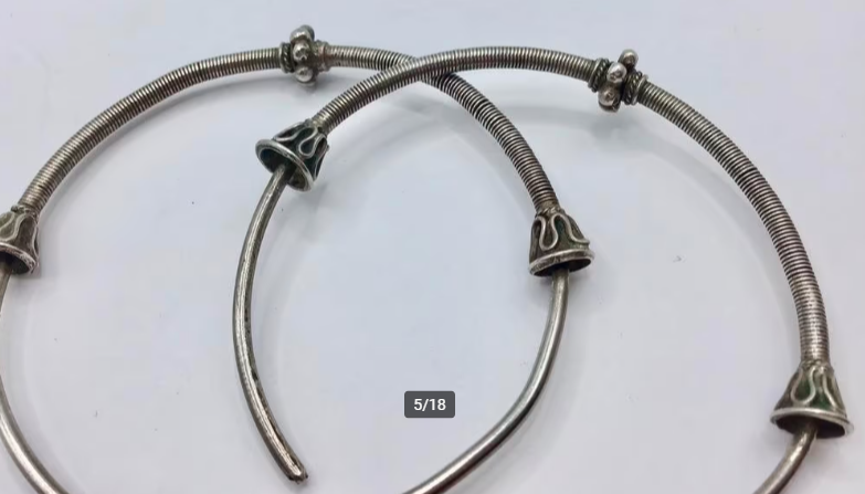 Vintage Rajasthan India oorbellen zilver handgemaakt groot