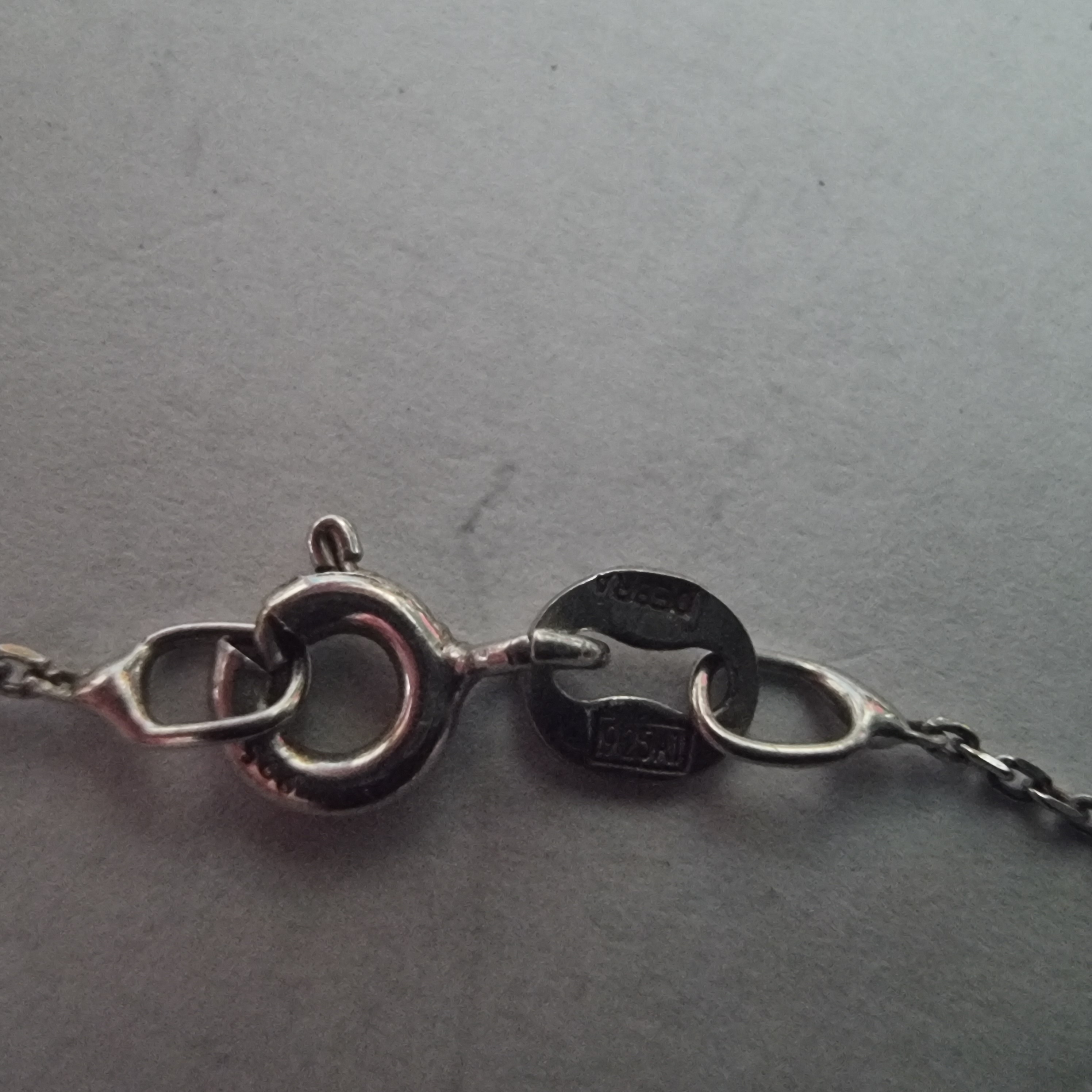 Vintage design ketting en ring 925 zilver Dichroic glas