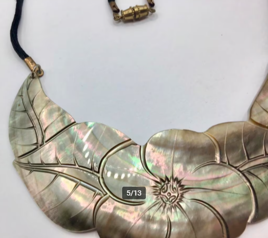 Vintage ketting parelmoer bloem groot stuk parelmoer mooi Vintage ketting parelmoer bloem groot stuk parelmoer mooi