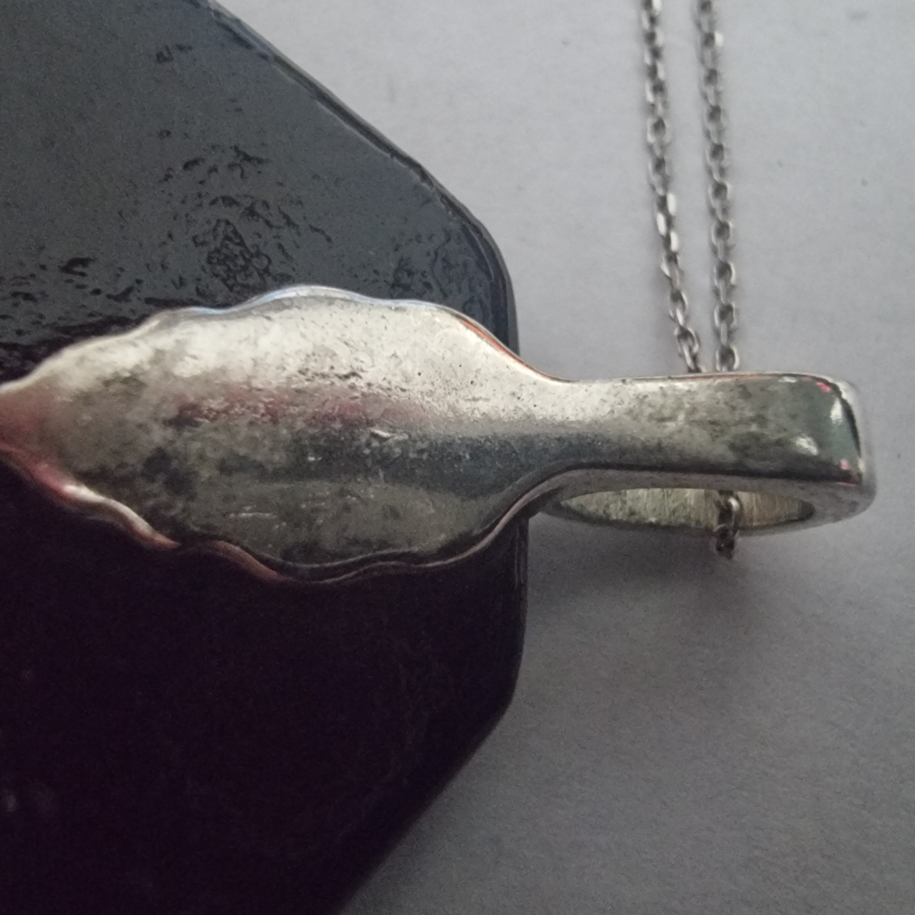 Vintage design ketting en ring 925 zilver Dichroic glas