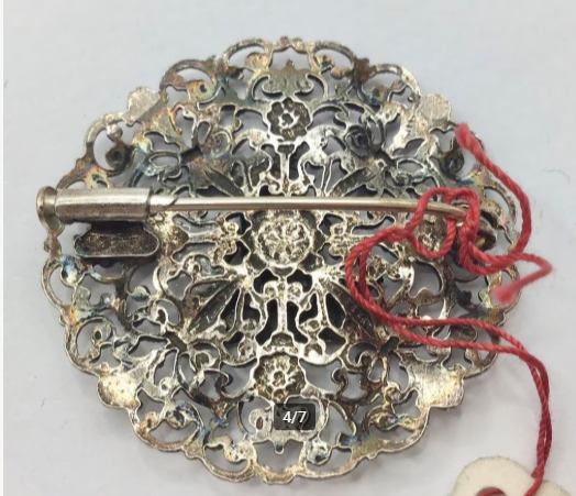 Vintage broche zilver Frankrijk Normandië handgemaakt