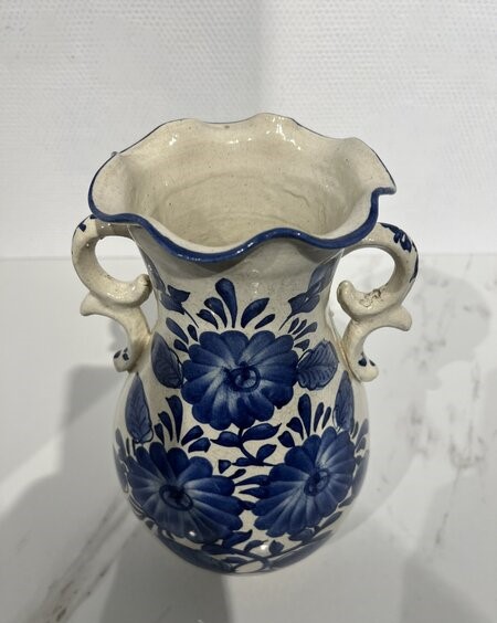 Bloemenvaas, Delfts, blauw/ wit