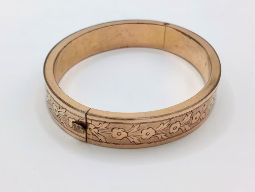 Antieke armband Art Deco armband, gegraveerd met bloemen
