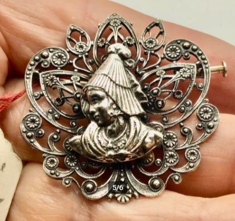 Vintage broche zilver Frankrijk Normandië handgemaakt