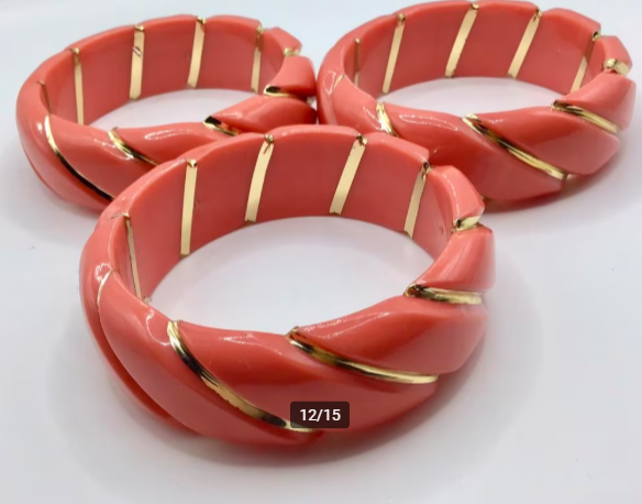 Vintage armband 3 stuks Celluloid Lucite armband Koraal Vintage armband 3 stuks Celluloid Lucite armband Koraal