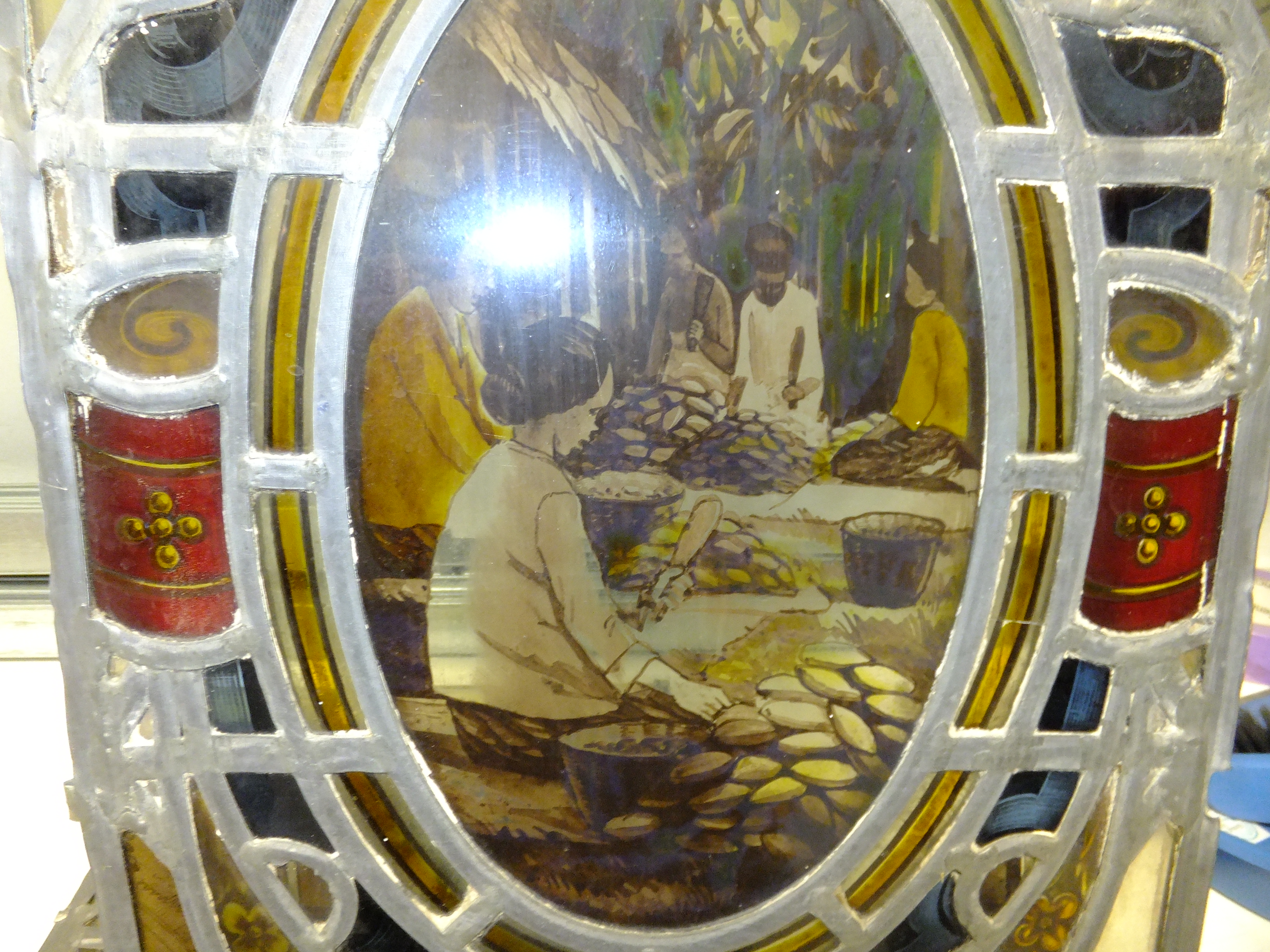Antieke glas-in-lood ramen – omstreeks 1920 – historische scènes – in goede staat