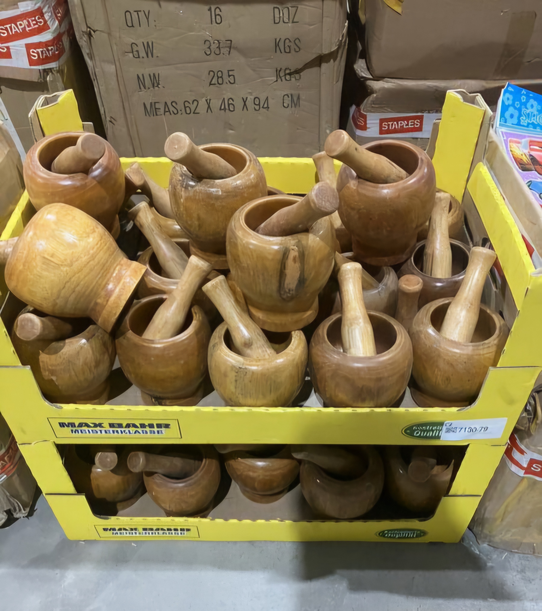 Set van 30 houten vijzels – gelakt, voedselveilig 