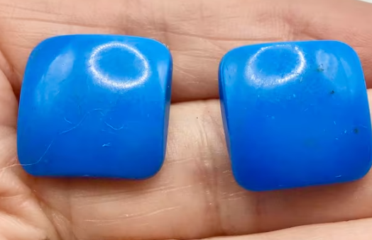 Vintage ketting met oorbellen Art Deco made in France blauw