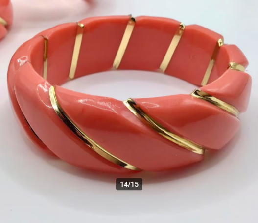 Vintage armband 3 stuks Celluloid Lucite armband Koraal Vintage armband 3 stuks Celluloid Lucite armband Koraal