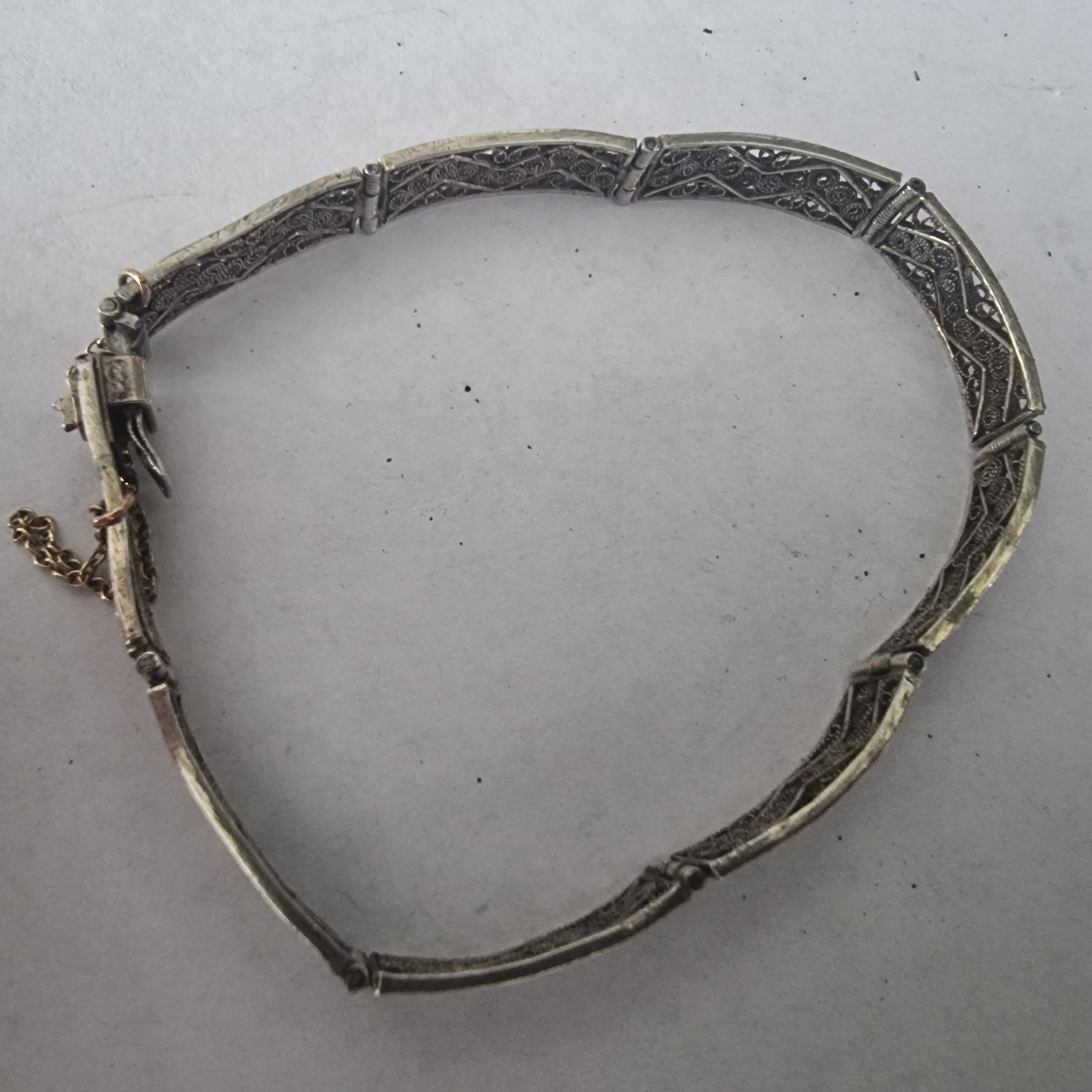 Antieke armband Filigrein silver gemerkt goud verguld 