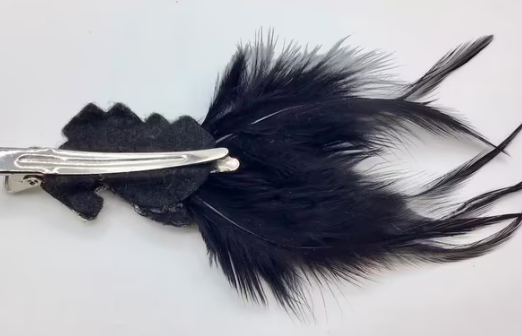 Vintage Art Deco broche haarspeld echte veren Swarovski