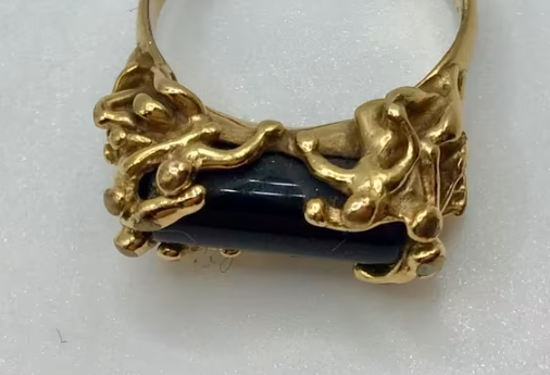 Design ring en oorbellen van Charles Jourda,  goud verguld Onyx.