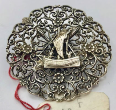 Vintage broche zilver Frankrijk Normandië handgemaakt