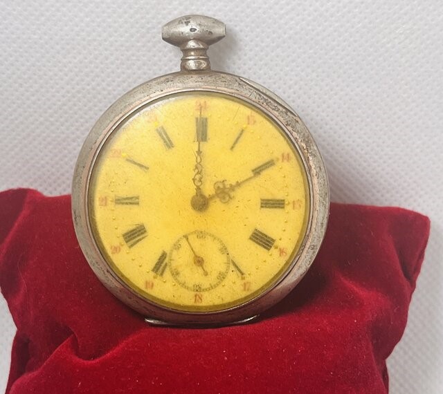 Antieke zilveren zakhorloge - 0.800 zilver cylindre 10 rubis
